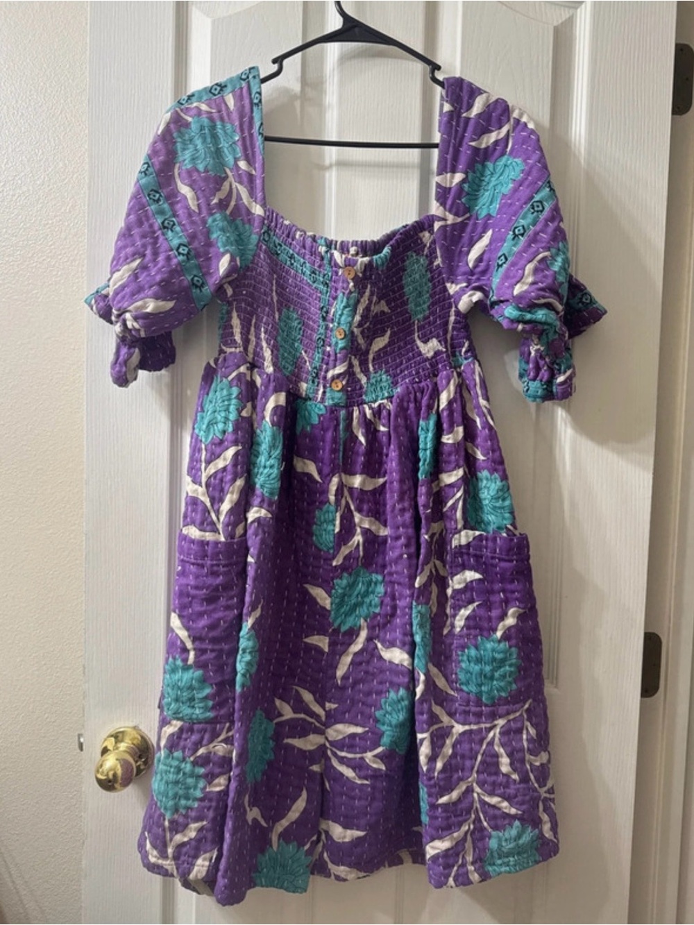 Kantha Casual Women's Purple Floral Shorts Romper with Turquoise Accents not KB